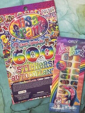 Lisa Frank Sticker & Orly Nail Strip Bundle - Rainbow Dolphin Set